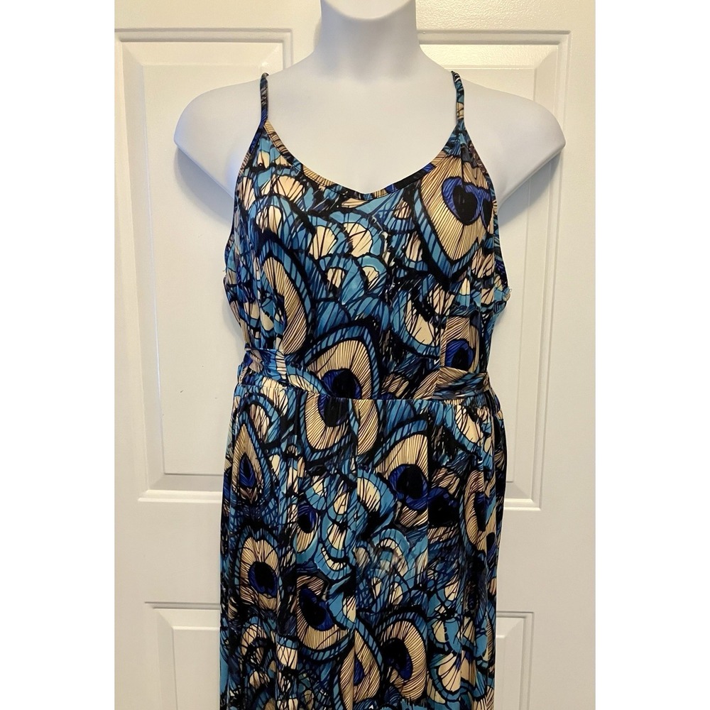 Love U Dear Womens Jumpsuit Pants Size XL 1X Floral Hawaiian Tropical Blue Black